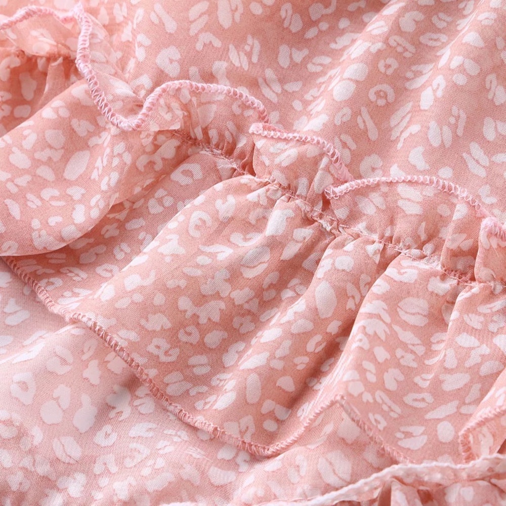 Pink Chiffon Ruffle Open Back Mini Dress - Picture 8 of 8